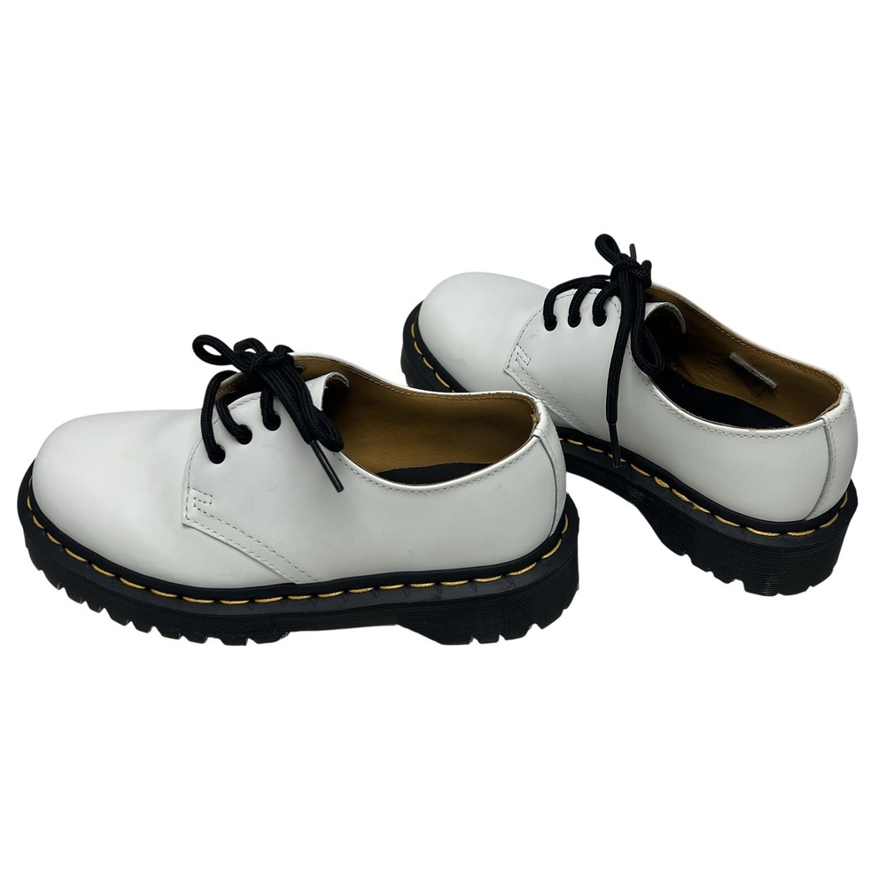 Dr Martens 1461 Quad Smooth Leather Platform Shoes Sz‎ 5 White Punk Grunge Goth